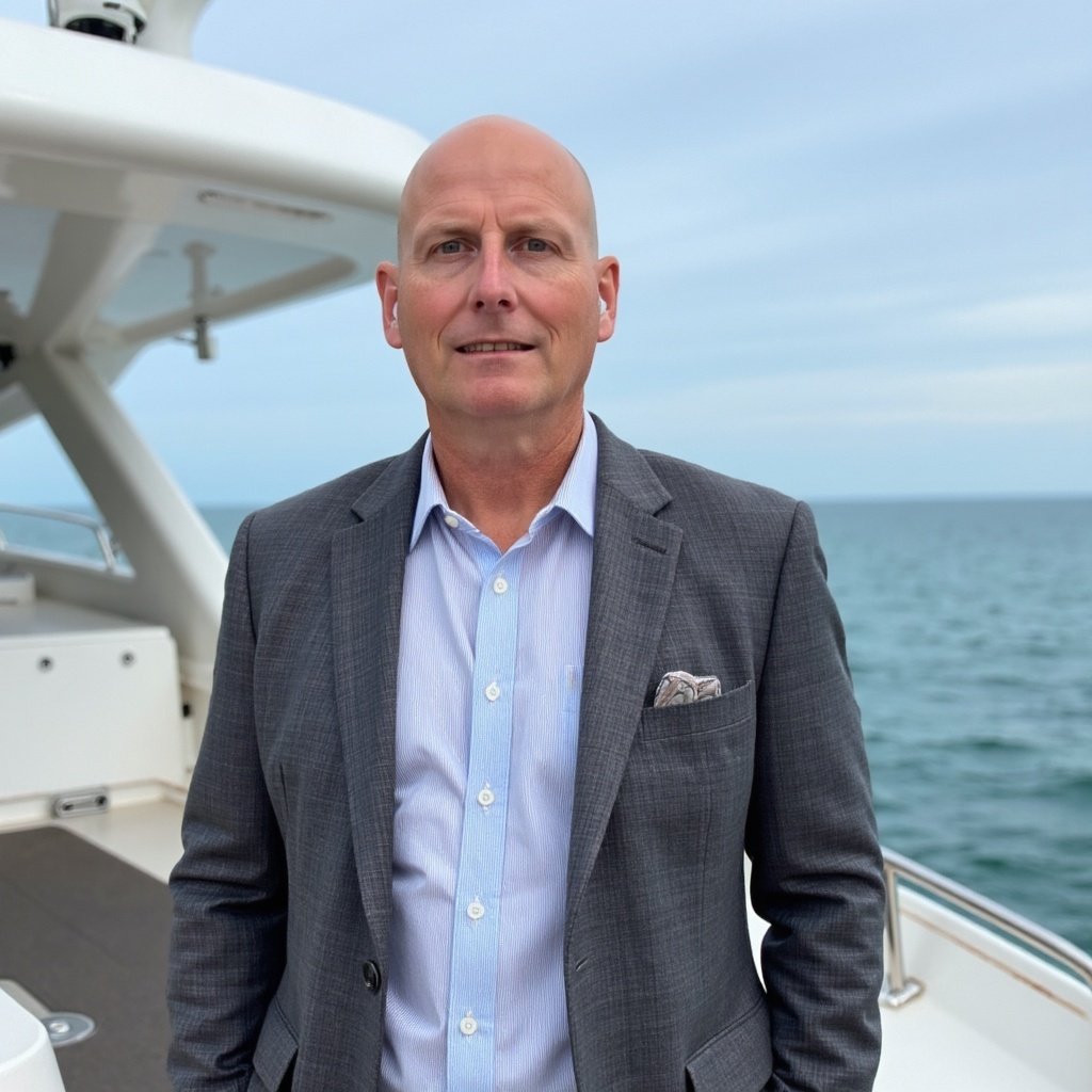Aidan Crawford, founder of Always-On Advisor, aboard a boat